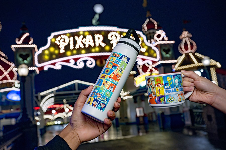 Disney Pixar Fest Merch Collection Water Bottle and Mug