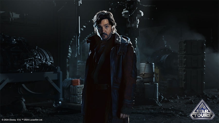 Image of Cassian Andor in new Star Tours - the Adventures Continue scene coming to Disney World, Disneyland and Disneyland Paris