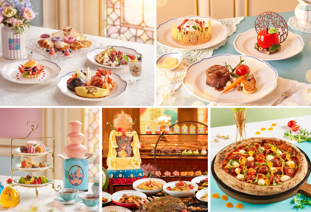 Royal Banquet Hall Spring Brunch, Royal Banquet Hall Princess Set Menu, Royal Banquet Hall Spring & Summer Chocolate Afternoon Tea for Two, Lumiere's Kitchen Spring Season Brunch Buffet, and Wagyu Meatball Pizza at Disney Parks