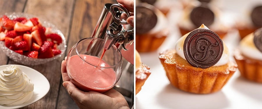 Image of Grand Floridian Strawberry Soup and Grand Floridian Financier from 1900 Park Fare at Disney’s Grand Floridian Resort & Spa