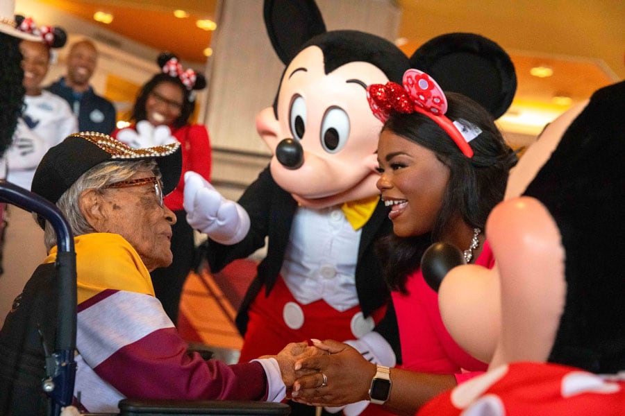 Magnolia Jackson 106th Birthday with Mickey and Minnie Mouse and the Ambassador 