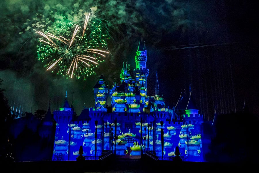 “Together Forever – A Pixar Nighttime Spectacular” Castle show and fireworks at Pixar Fest 