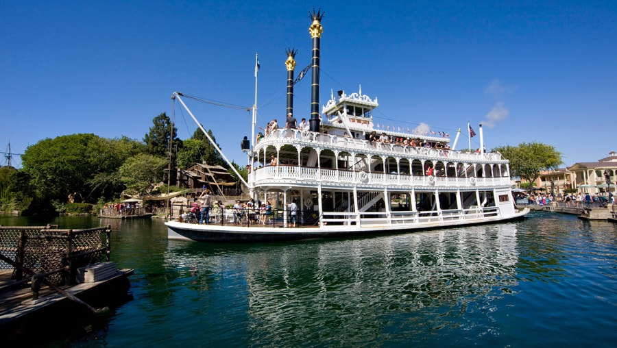 Image of the Mark Twain Riverboat as seen at the Disneyland Resort.