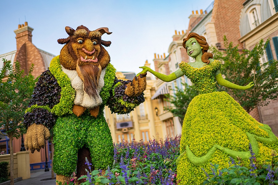 Beauty and the Beast Topiary at EPCOT