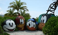 Giant Murals of the Heads of Mickey Mouse, Pluto, Donald Duck and Goofy on Castaway Cay
