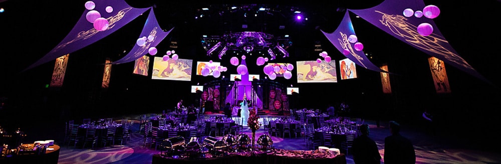 Images from 'The Lion King' displayed over a dark room