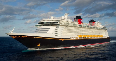 The Disney Fantasy ship sailing on calm waters