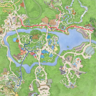 Park Portrait Sessions map of Disney’s Animal Kingdom Park showing different route options 