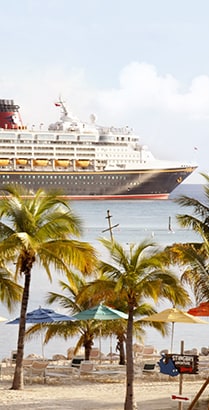 View of Disney Cruise Ship at Castaway Cay