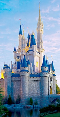 Side view of Cinderella's Castle in Walt Disney World FL