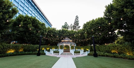 A gazebo in the Rose Court Garden at the Disneyland Resort