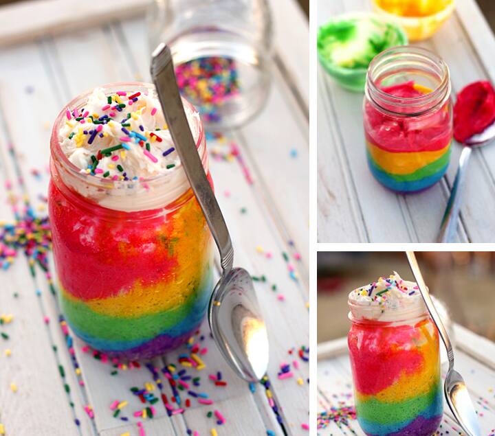 How to make rainbow cakes in a jar