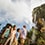 A family of 4 gazing in wonder at the majestic floating mountains of Pandora – The World of Avatar