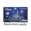 A Chase Disney Visa card with an image of fireworks bursting above Sleeping Beauty Castle and the name Lee White