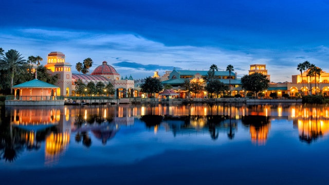 Disney's Coronado Springs Resort in Florida and the surrounding lake