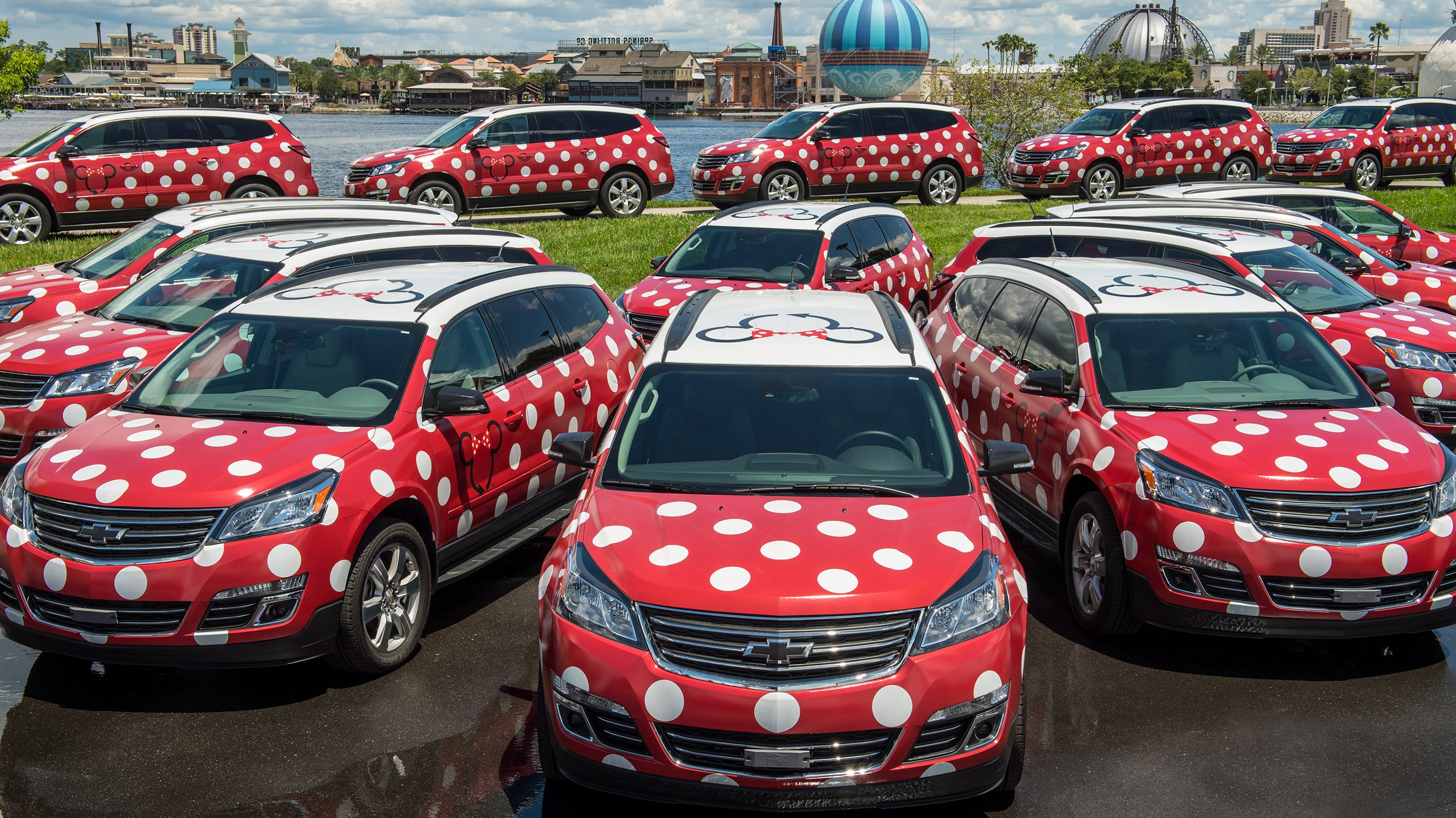 A fleet of Minnie Van sport utility vehicles