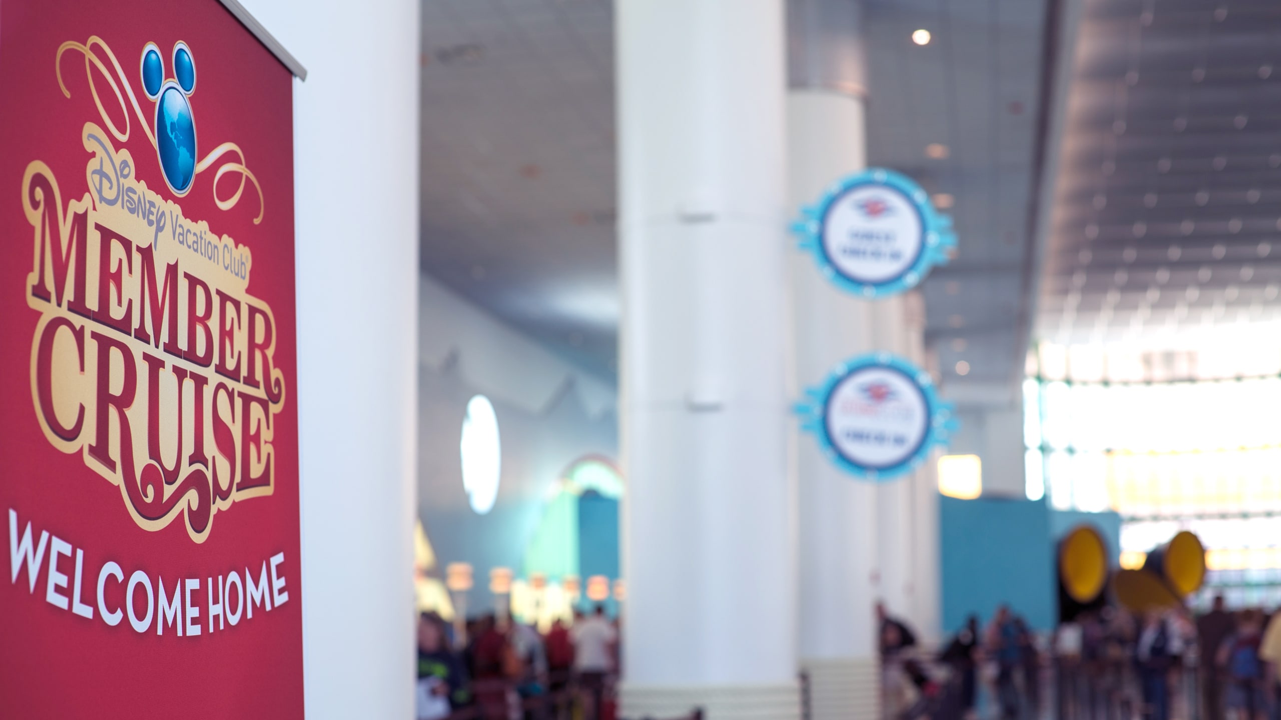 A welcome sign featuring the Disney Vacation Club Member Cruise logo