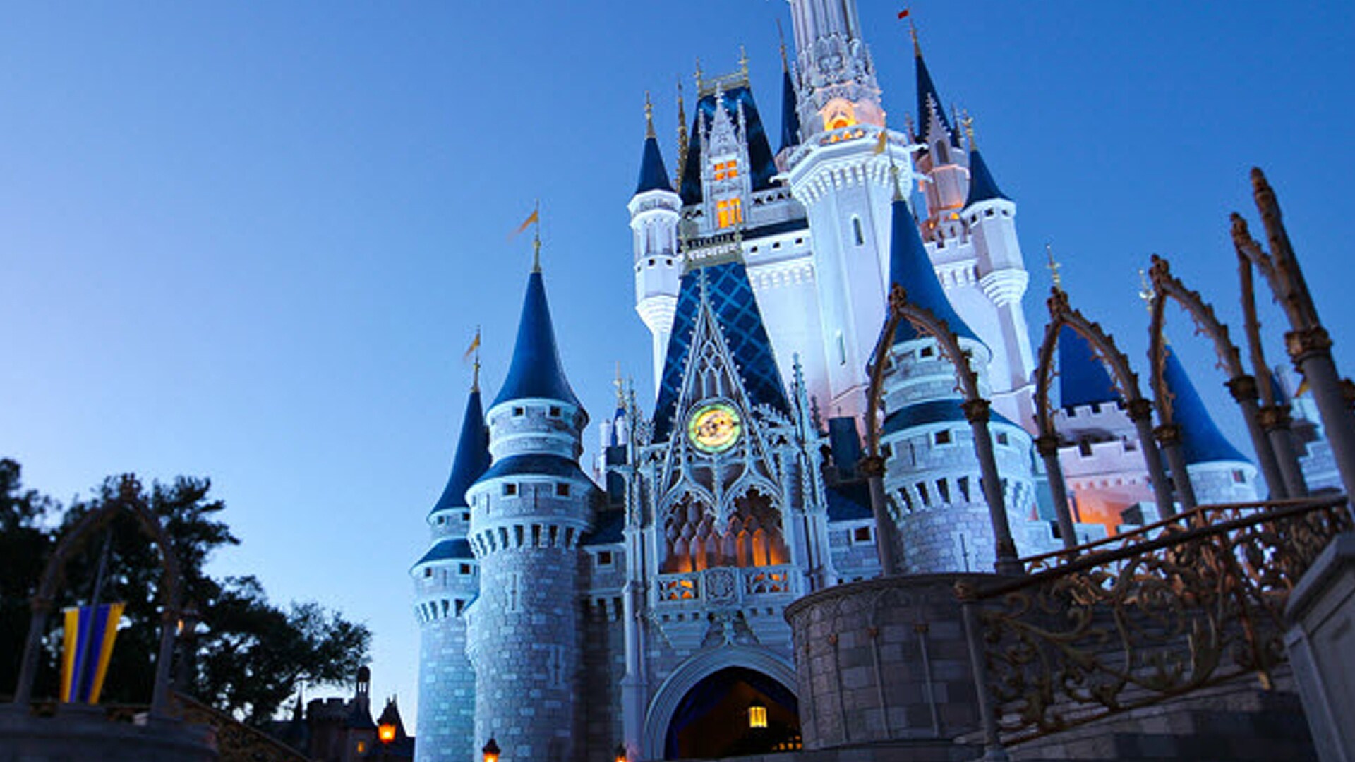 A fireworks display over Cinderella Castle at Magic Kingdom Park in Florida