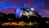 Expedition Everest - Legend of the Forbidden Mountain, illuminated at night
