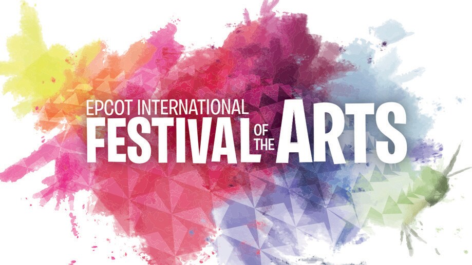 Epcot International Festival of the Arts text superimposed over a splash effect graphic