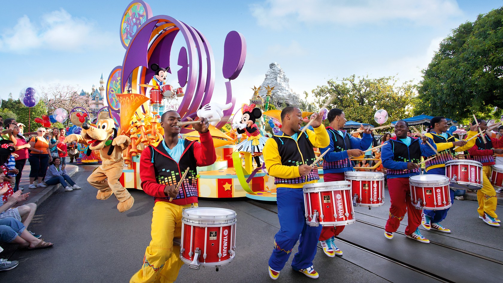 Mickeys Soundsational Parade A parade at Disneyland Park featuring a drumline, parade floats and Disney Characters