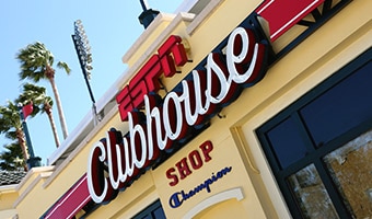 The storefront sign at the ESPN Clubhouse Shop