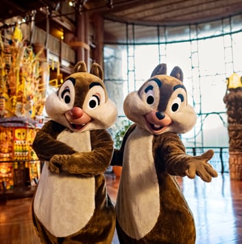 Chip and Dale pose for a picture in Disney’s Animal Kingdom Lodge