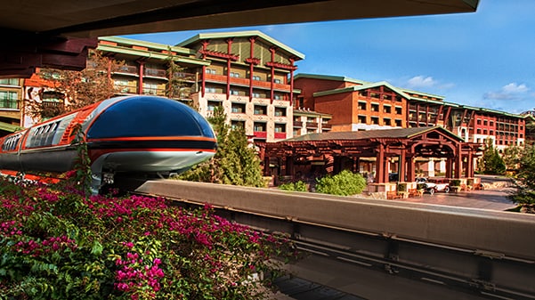 The Disneyland Monorail outside of Disneys Grand Californian Hotel & Spa