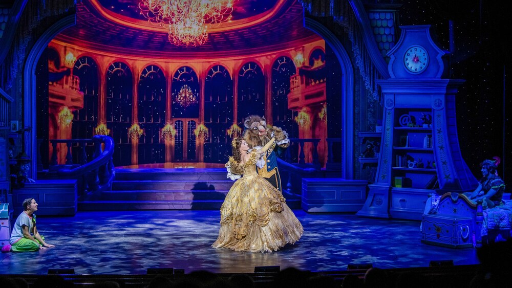 Beauty and the Beast dancing on stage 