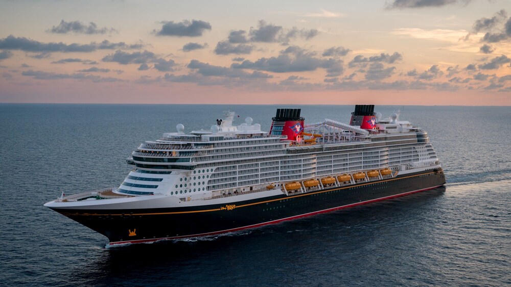 The Disney Wish cruise ship sailing through open water