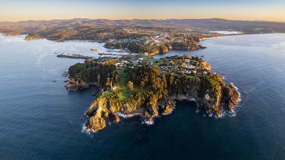 The island of Eden surrounded by water in New South Wales, Australia