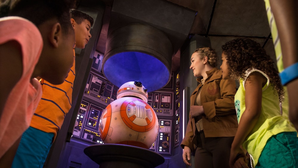 Four Guests looking at BB 8