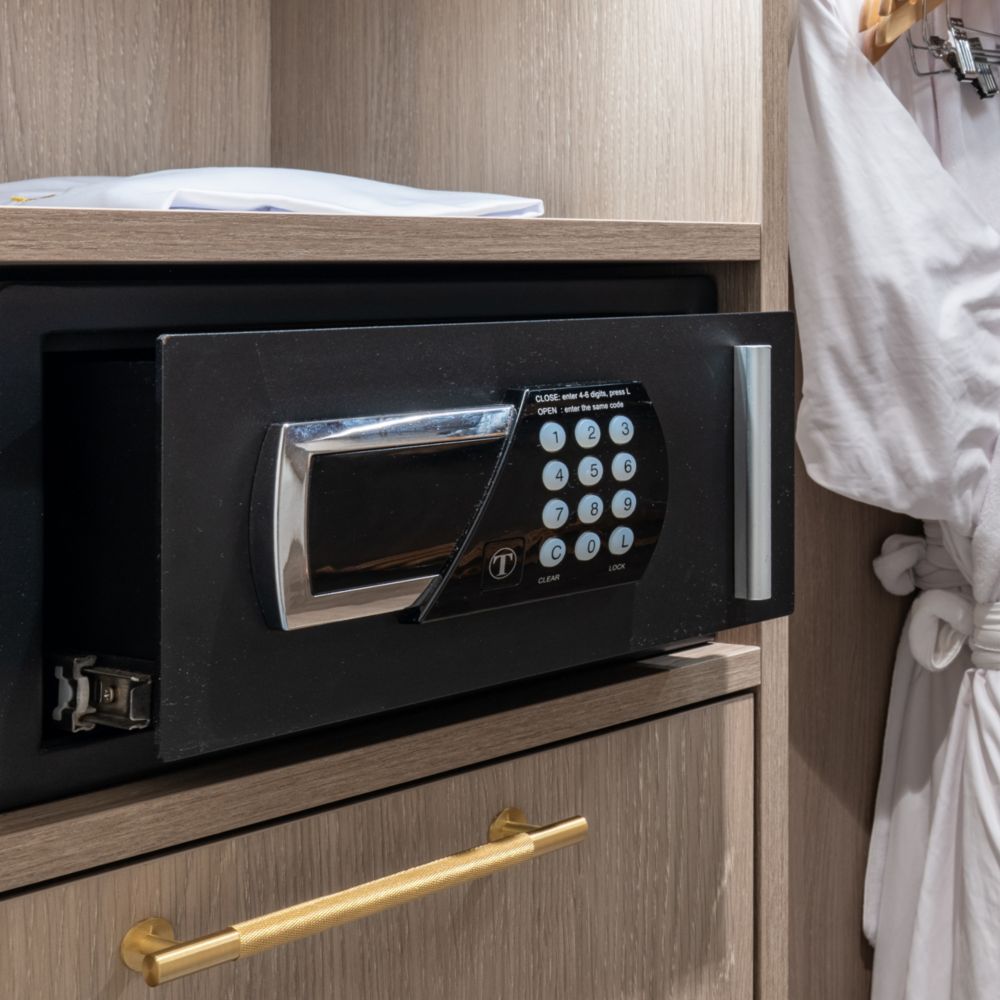 A safe in a Disney Wonder Concierge 1 Bedroom Suite with Verandah
