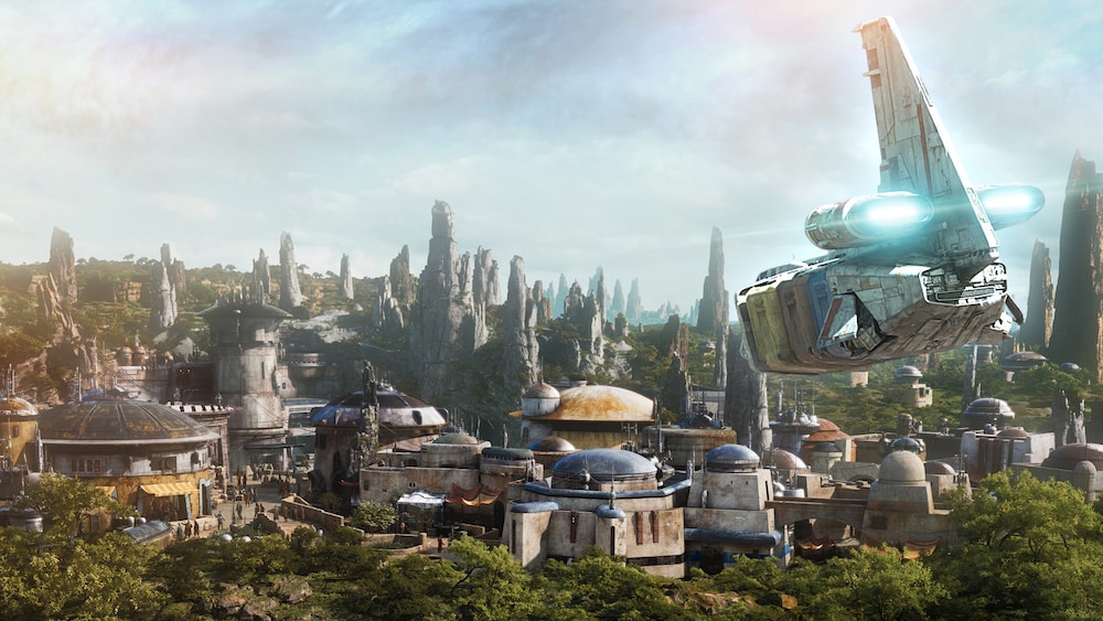 Star Wars Galaxy’s Edge An artist rendering of Black Spire Outpost on the Planet Batuu, part of Star Wars: Galaxy’s Edge