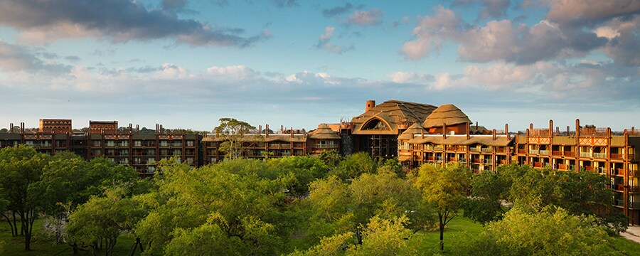 The African themed Disney's Animal Kingdom Lodge and surrounding savanna