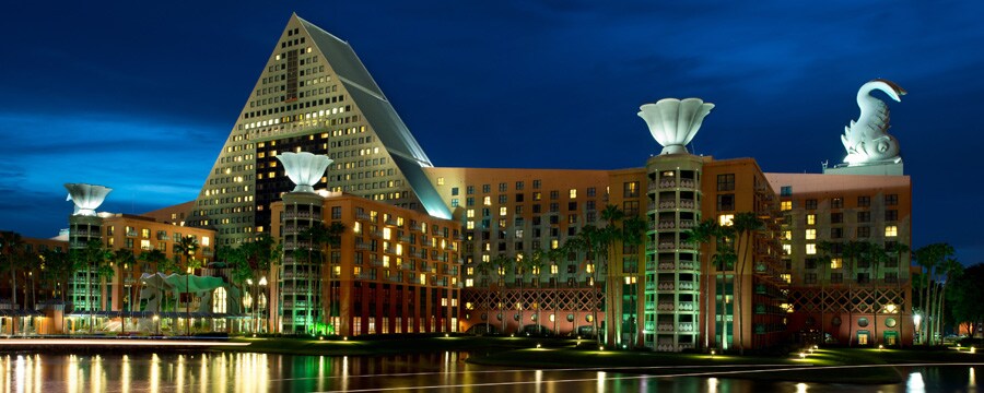 A view of Walt Disney World Dolphin Hotel from Crescent Lake