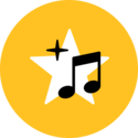 Disney Annual Passholder seasonal benefits icon featuring a star with a sparkle and musical notes