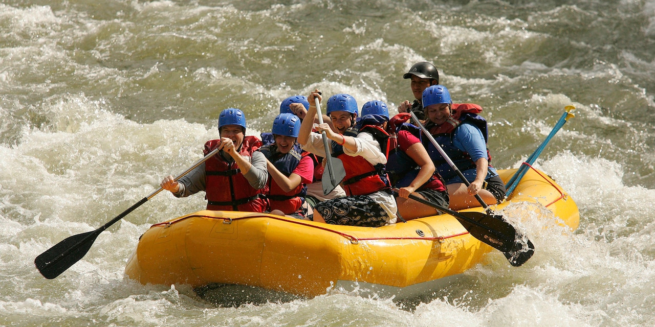 Adventurers rafting on the Sarapiquí River Adventurers rafting on the Sarapiquí River