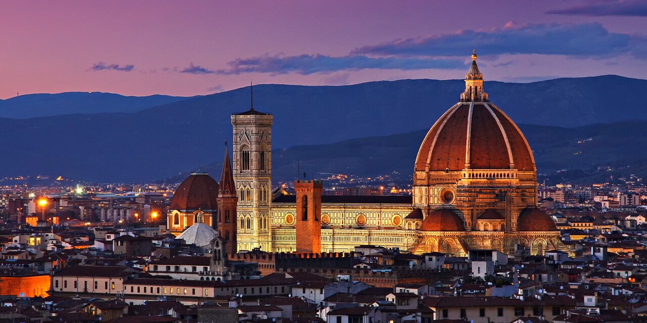 Italy's Cathedral of Santa Maria del Fiore, the Duomo, at night Italy's Cathedral of Santa Maria del Fiore, the Duomo, at night