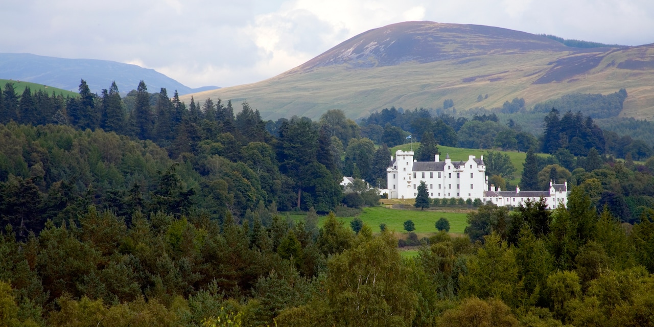 Blair Castle is nestled among the trees and hills Blair Castle is nestled among the trees and hills