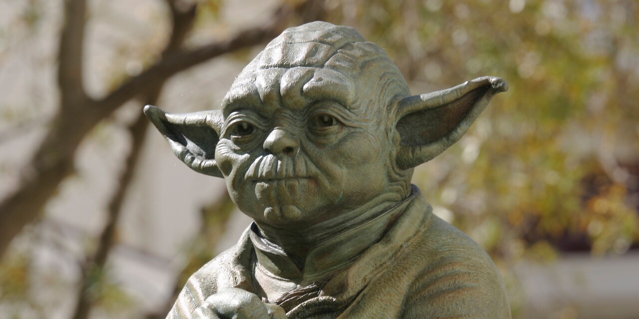 The top of a bronze statue of Yoda from the 'Star Wars' movies The top of a bronze statue of Yoda from the 'Star Wars' movies