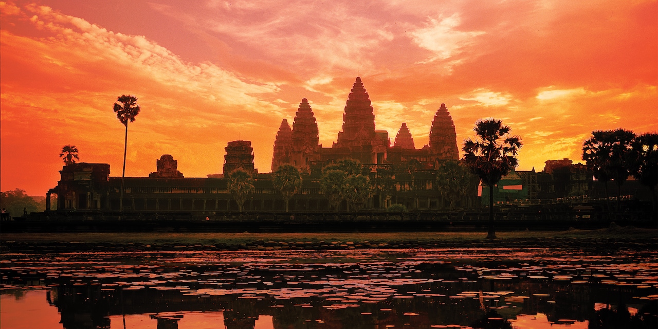 Angkor Archaeological Park at sunset
