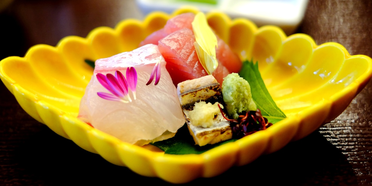A dish of assorted sushi