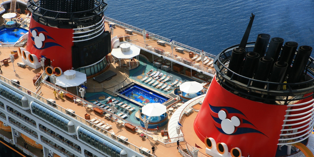 Pool and upper deck of the Disney Magic Pool and upper deck of the Disney Magic