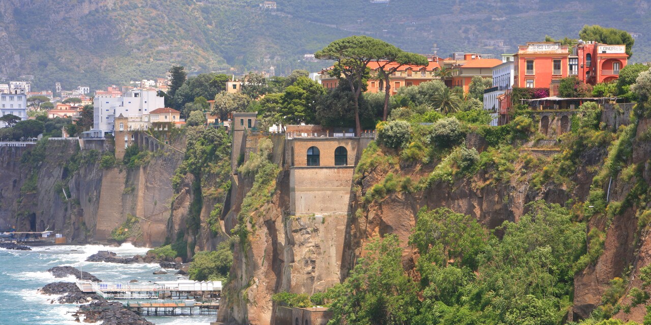 The cliffs of Sorrento at the Bay of Naples, Italy