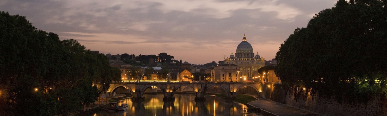 The River Tiber and St. Peter's Basilica at sunset