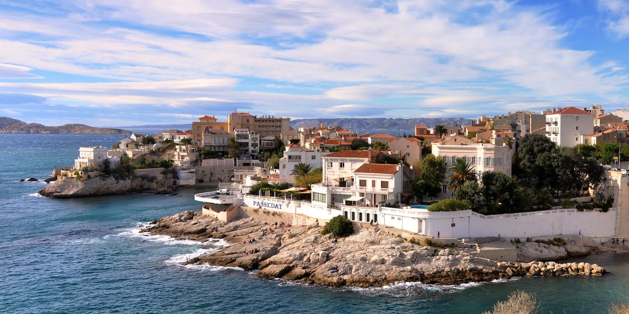The seaside city of Marseille, France with the Président John Kennedy Bridge The seaside city of Marseille, France with the Président John Kennedy Bridge