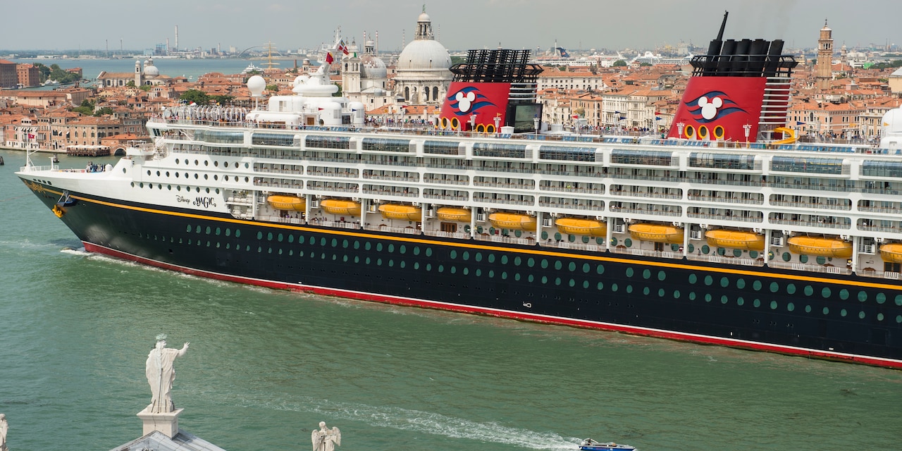 The Disney Magic cruise ship sails in the waters near Venice, Italy The Disney Magic cruise ship sails in the waters near Venice, Italy