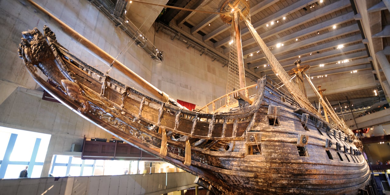 An old sailing ship on display at the Vasa Museum in Stockholm, Sweden An old sailing ship on display at the Vasa Museum in Stockholm, Sweden