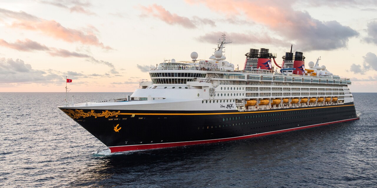 The Disney Magic cruise ship cruising across the sea The Disney Magic cruise ship cruising across the sea